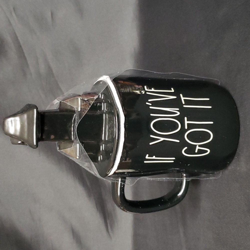 Rae Dunn  IF YOU'VE GOT IT HAUNT IT Black Ceramic Mug with Lid